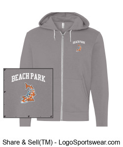 Adult Beach Park Full Zip Hoodie, Light Grey Design Zoom